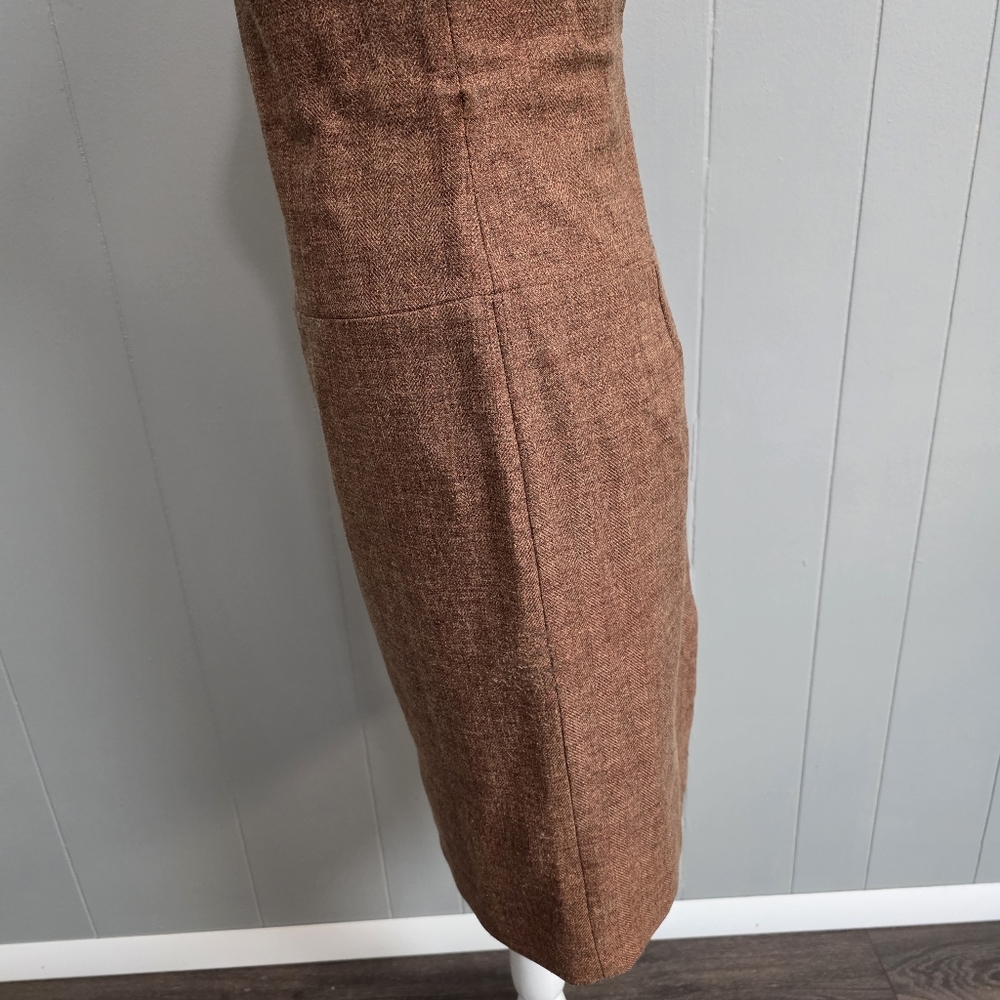 Molly New York Anthropologie Verite Tweed Strapless Rust Brown Dress Size 4 - Picture 7 of 14